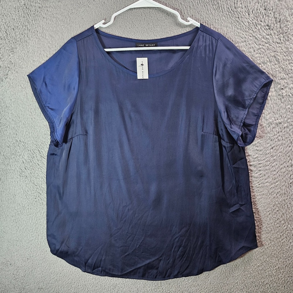 NEW Lane Bryant Top Women  14‎ 16 Short Sleeve Navy Blue